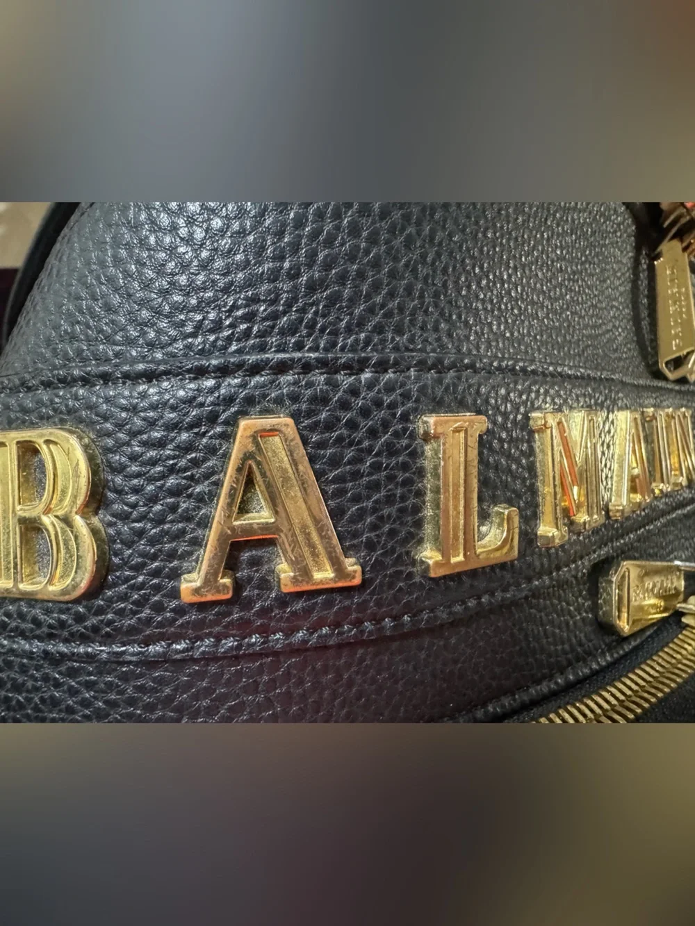 Balmain Paris 💯% Authentic Black Leather Studded Backpack with Gold Emblem - EUC